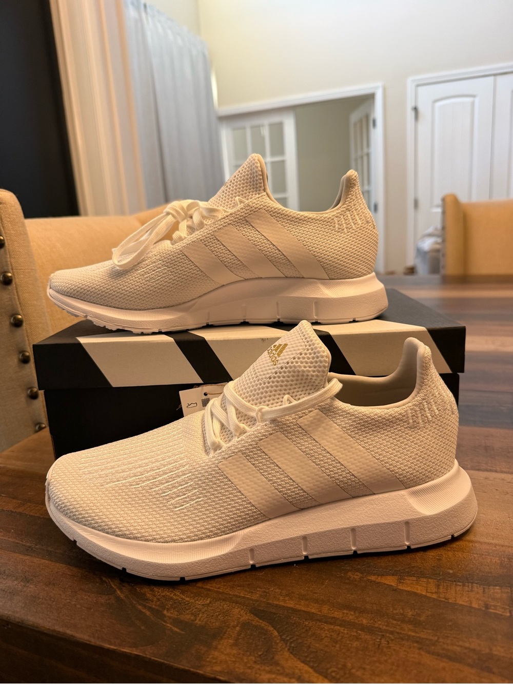 adidas Swift Run 1.0 Women’s Low Top Lace-Up Sneaker White Knit/Rubber IE7480